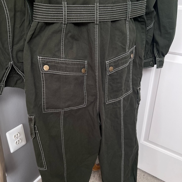 Ulla Johnson Dark Green Utility Jumpsuit with Belted Waist - Picture 10 of 14
